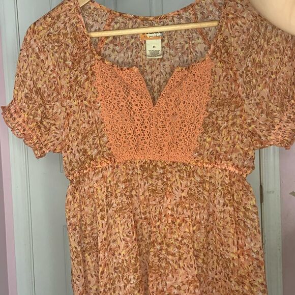 Floral Rust Orange Blouse with Knitted Detailing - Picture 4 of 6